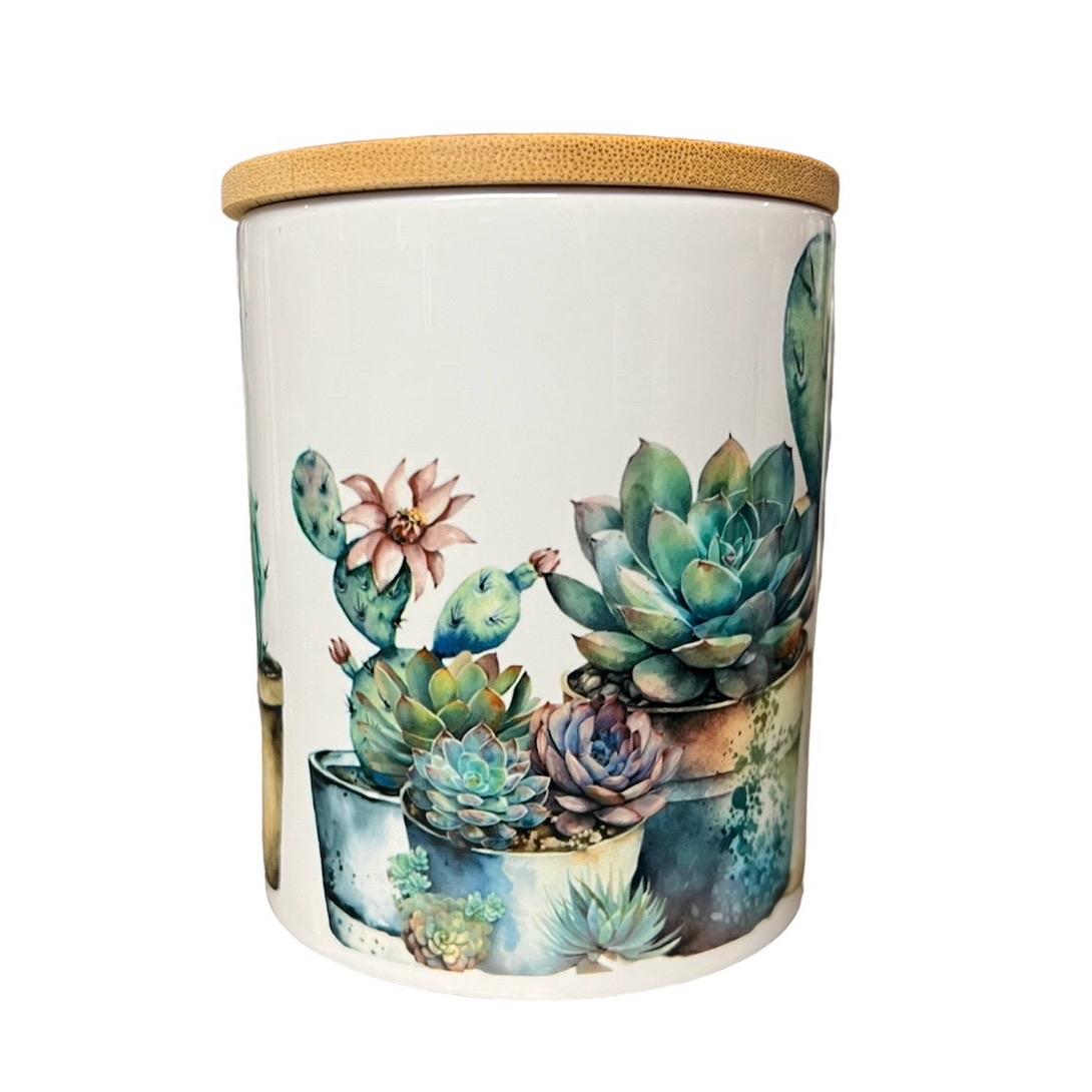 Cactus succulents plants soy wax candle