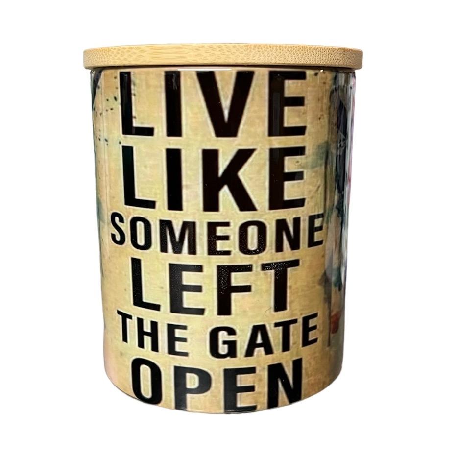 Highland cow - live like someone left the gate open soy wax candle