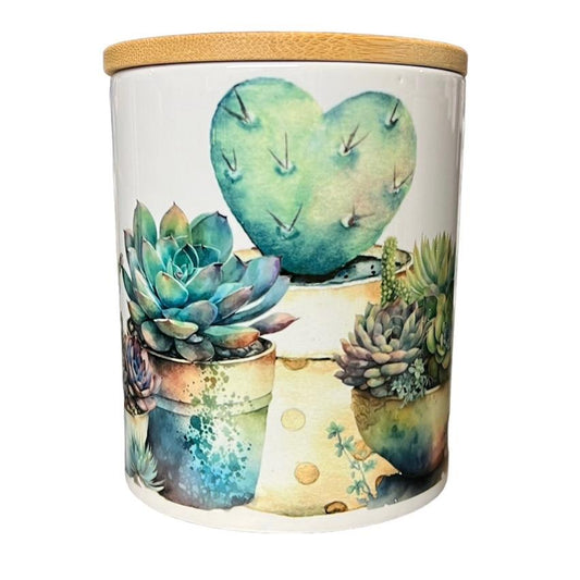Cactus succulents plants soy wax candle